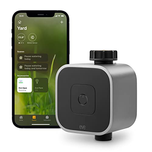 Eve Aqua – Controlador inteligente de rega para a aplicação Casa da Apple e Siri; rega automaticamente com horários programados, acesso remoto, sem necessidade de passarela, Bluetooth, Thread, Apple