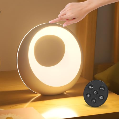 Wothfav Candeeiro de mesa de cabeceira tátil, candeeiro de mesa de cabeceira com RGB cores ajustáveis, candeeiro de mesa recarregável com USB, 5 brilhos, temporizador, candeeiro de cabeceira pequeno