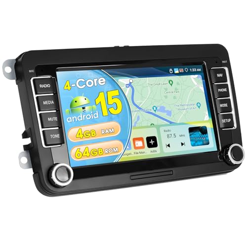 [4G+64G] Autorrádio CarPlay para VW/Seat/Skoda/Passat/Golf/Polo, rádio sem fios com CarPlay e Android Auto, ecrã táctil HD de 7", 2 DIN Bluetooth Rádio, GPS/SWC/FM/RDS/USB câmara Marcha de marcha Mic