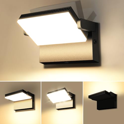 ledmo 150 W Apliques de parede exterior 17000 focos luminosos LED exterior 360 ° rotação preta branco quente 3000 K impermeável IP65 para casa, garagem, entrada, terraço, pátio