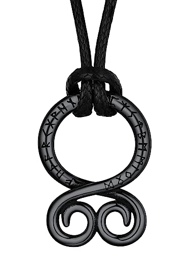 FaithHeart Colar de viking runas de aço inoxidável 316L homem mulher letras tapetes rúnicos jóias espiritual nórdico de talismã de família casais