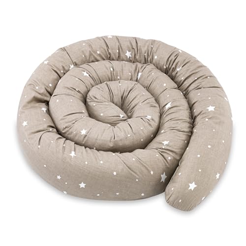 Totsy Baby Almofada para dormir de lado, almofada para o corpo de cobra 300 cm algodão, almofada cervical de rolo lavável almofadas grandes almofada para o corpo bege com estrelas brancas