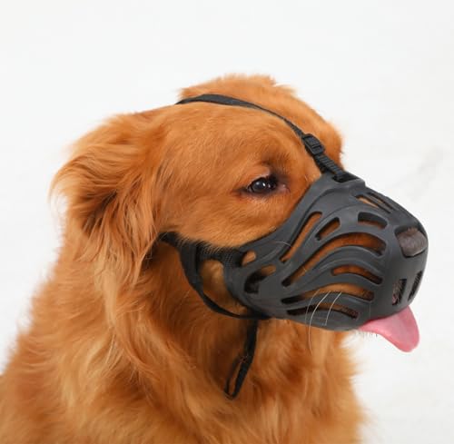 ETONSUNNY Bozal cão, boçal de silicone macio para cães, anti-mordida, anti-barking, anti-mastigar, design respirável, adequado para treino de cães grandes e agressivos (preto, XL)