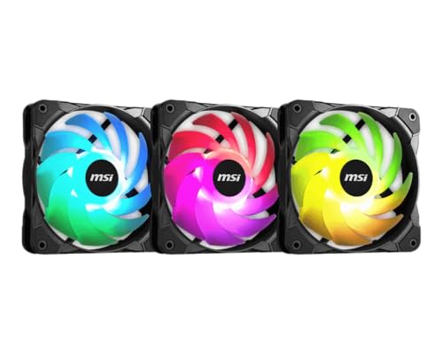 MSI MAX F12A-3 Ventoinha (120 mm, 3 ventoinhas de 120 mm, 3 unidades, preto, ARGB), A-RGB