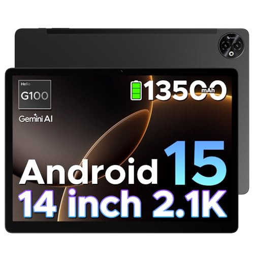 DOOGEE Tab E3 MAX Android 15 Tablet de 14 polegadas, 13500 mAh, 32 GB + 256 GB/TF 2TB, Octa-Core Helio G100, Gemini AI, 13 MP+ 5 MP/WiFi 5G/GPS/BT5/OTG/FACE ID/FACE ID/Alt/Alt/Alt/Alt/FACE ID/Alt/Alt