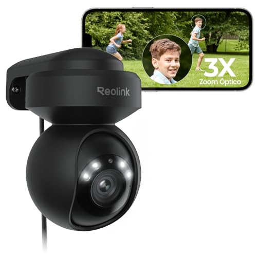 Reolink 5MP PTZ Câmara de vigilância Wi-Fi exterior/interior com rastreamento automático, deteção de pessoas e veículos, 2,4/5 GHz câmara wi-fi, 355° pan/50°Tilt, áudio bidirecional, E1 Outdoor Preto