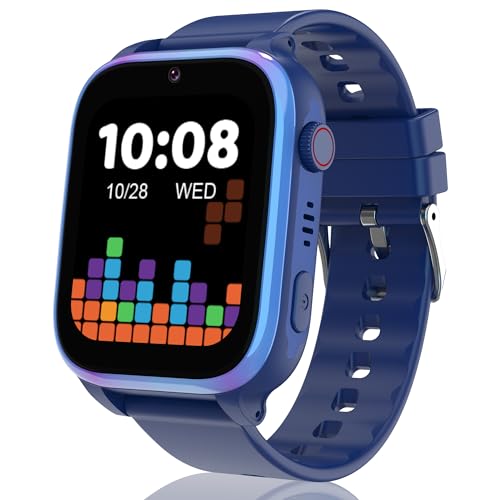 Relógio inteligente criança com 4G videochamada, SOS GPS localização, modo escolar, SMS, IP68 impermeável, 7 jogos, despertador, câmera, Smartwatch crianças presente para 5-14 anos