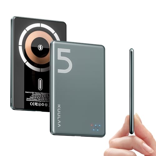 Kuulaa Power Bank para Magsafe, 0,28 IN Slim pequena bateria externa 5000 mAh, 20 W Magnetic bateria portátil com entrada e saída USB C de carregamento rápido Powerbank para iPhone