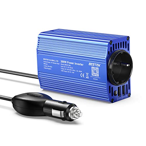 BESTEK 200 W 300 W Inversor de corrente para automóvel, transformador 12 V a 220 V, inversor com 1 tomada e 2 portas USB de 3.1 para iPhone, iPad e táblete