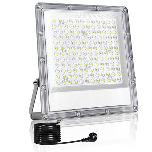 Indmird Focos LED para exterior, 150 W, super brilhante 15000 LM projetor LED IP66 impermeável, 6500 K, branco frio, iluminação de segurança para pátio, jardim, terraço, entrada