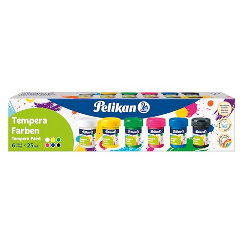 Pelikan, Conjunto de 6 ponteiras de cores, alta pigmentação, inclui pincel e paleta de mistura, seguro para crianças, cores brilhantes e duradouras