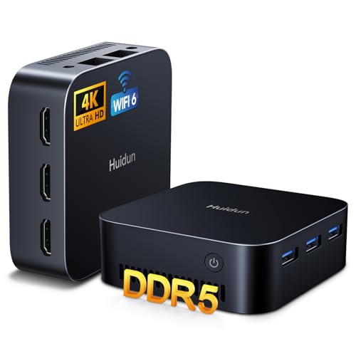 Huidun H20 Mini PC SJFS Intel Alder Lake N95 16 GB LPDDR5 RAM (tecnologia avançada, 35% melhor que DDR4) 512 GB SSD, WiFi 6/BT 5.2, 3 x HDMI 4K, W-11 Pro, LAN dupla mini computador Sooo bremesa para