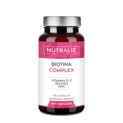 Biotina 10,000 mcg | Vitaminas D e E, Zinco, Selénio | Contribui para o crescimento do cabelo e manutenção de pele e unhas | 120 cápsulas | Nutralie