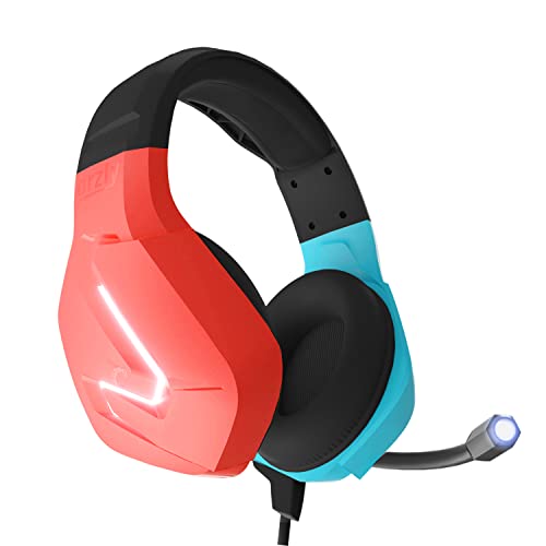 Orzly Auriculares Gaming compatível com PS5, PS4, PC, Xbox, Nintendo Switch, com microfone som premium RGB luz LED, cancelamento de ruído - Hornet RXH20 Tanami edição