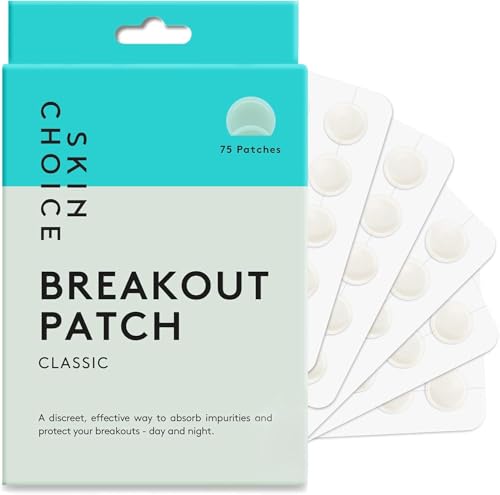 Skin Choice Emblema invisível para espinhas - remendos hidrocolóides ultrafinos para espinhas, remendos faciais anti-acne, impermeáveis e respiráveis, 75 unidades