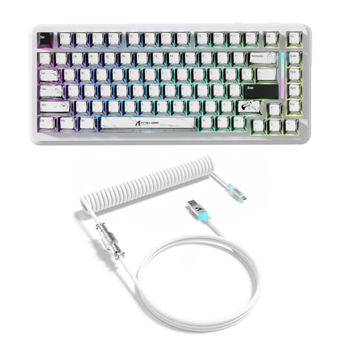 ATTACK SHARK X82PRO HE Teclado magnético sem fios 75% com gatilho rápido, teclado de jogos com cabo 8K, interruptores Hall Effect com ativação ajustável, QWERTY, C01 cabo de enrolar RGB -Comic