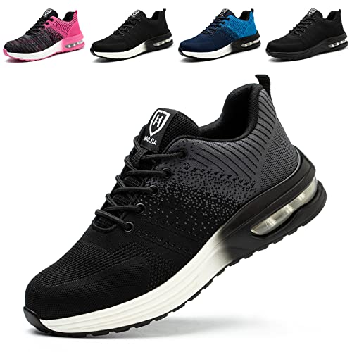 Baofular Sapatos de segurança homem mulher calçado de segurança leve confortável sapatilhas de segurança com biqueira de aço respirável antiderrapante