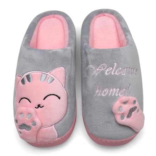 Mishansha Sapatilhas com forro de pelúcia e sola dura, confortáveis/branditas/morangos e quentes, unissexo para adulto