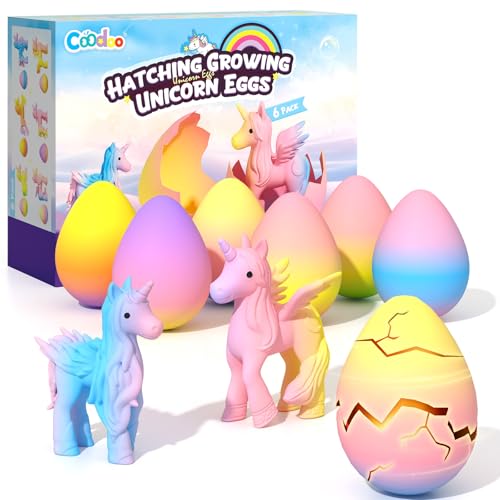 Unicórnio Eclosionando ovos arco-íris - conjunto de 6 brinquedos para meninos e meninas, presentes para aniversário e Páscoa, idades 3 4 5 6 7 8 anos