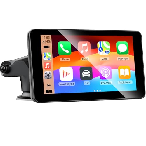 7 polegadas ecrã tátil ecrã para carro com Carplay Android automático sem fios, ligação espelhada, navegação, Siri, FM, AUX, Bluetooth 5.2, Airplay, leitura de vídeo, navegação GPS