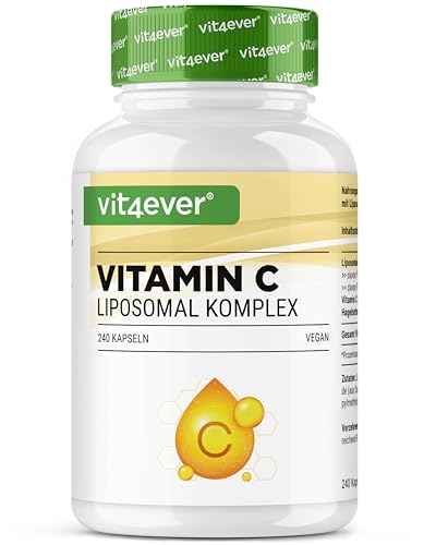 Vitamina C lipossomal - 240 cápsulas veganas - Premium: Altamente doseada com 1000 mg de vitamina pura por dia - biodisponibilidade particularmente alta