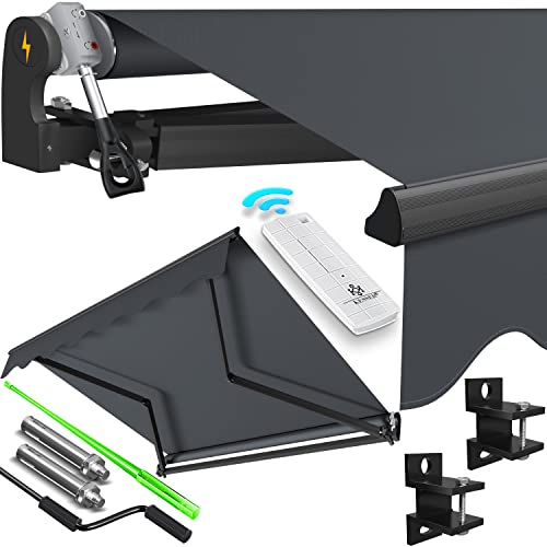 KESSER® Toldo articulado elétrico com controlo remoto, toldo articulado, 250 x 200 cm, toldo para terraço, toldo com braçadeira, inclui suporte de parede, proteção solar, antracite