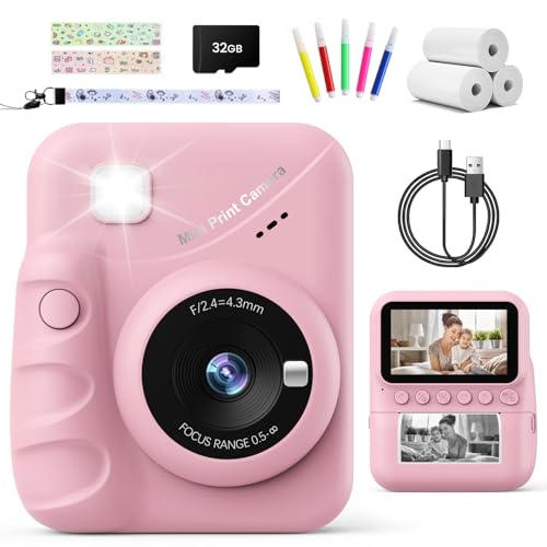 TIATUA Câmara com fotos infantis instantâneas, 3,0" HD 48 MP câmara instantânea para crianças com cartão de 32 GB e papel de impressão, HD 1080P câmara instantânea para meninos e meninas 3 a 12 anos