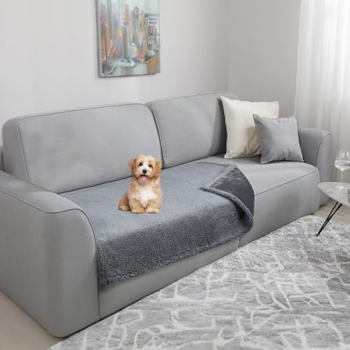 TAIKURA Manta macia para cães 70 x 100 cm, dupla face de lã de ovelha e flanela absorvente, protege móveis, fácil de limpar, ideal para interiores e carros