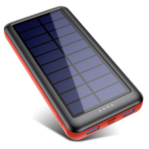 Feob Carregador solar 26800 mAh, Power Bank Solar [3 entradas e 2 saídas] bateria externa solar de carregamento rápido carregador móvel portátil com entrada USB C para iPhone 15/14/13 Pro MAX Samsung