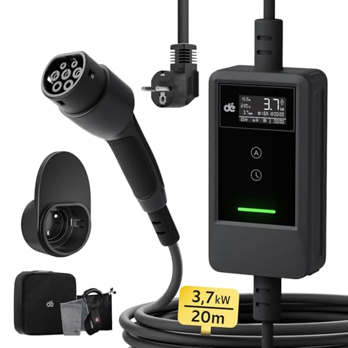 dé Carregador de carro elétrico de 3,7 kW [20 m, 6/8/10/13/16 A] carregador de veículo elétrico portátil com suporte de parede, ecrã digital LCD, controlador para modelo Y/3, GLC, A250, GLA, Q3 e