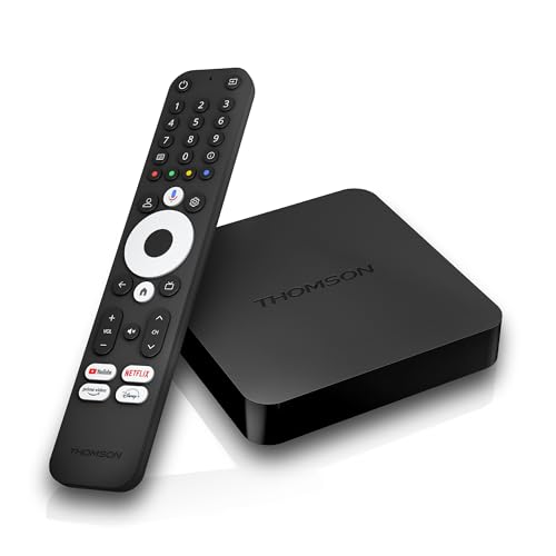 THOMSON Streaming Box 240 | Google TV | 4K UHD | Google Assistant, Google Cast, Wi-Fi, Bluetooth 5.0, HDMI 2.1, Dolby Atmos, Dolby Digital, HDR10, 2 GB RAM | 8 GB memória
