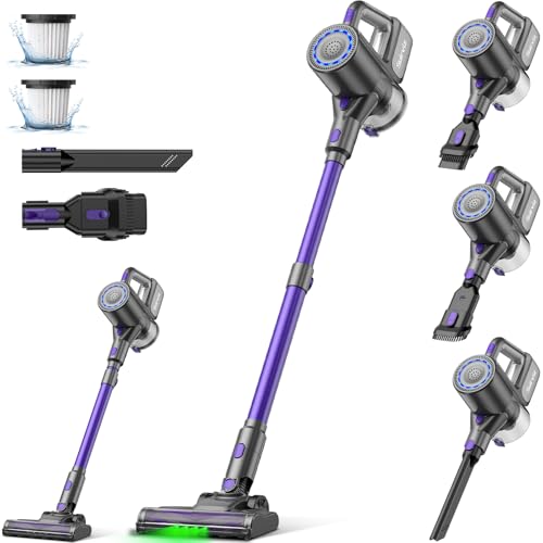 Suirviz U8 Aspirador sem cabos, 40 KPa/35 Mins, aspirador vassoura sem fio com luz verde, aspirador de mão aspirador vertical potente ideal para pêlos de animais de estimação/tapete/chão