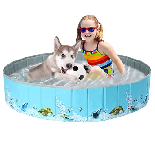 COMSLE Piscina para cães grandes, piscina dobrável cães antiderrapante e resistente ao desgaste, banheira para cães PVC 80 cm / 120 cm/ 160 cm, Dog Pool, oceano