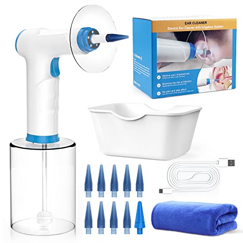 Kit de limpeza de orelhas, 4 modos limpa ouvidos cera, sistema de rega ouvidos com pontas descartáveis e lavatório para prender os ouvidos (9 1 pontas descartáveis)
