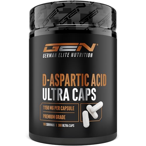 Ácido D-aspártico DAA Ultra Caps, 300 cápsulas com 1150 mg de alta dose por cápsula - D-Aspartic Acid, sem aditivos indesejados