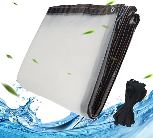 Luabue 2 x 4 m, lona impermeável transparente com ilhoses de plástico, lona transparente exterior, para exteriores, impermeável, isolamento de plantas, resistente ao pó