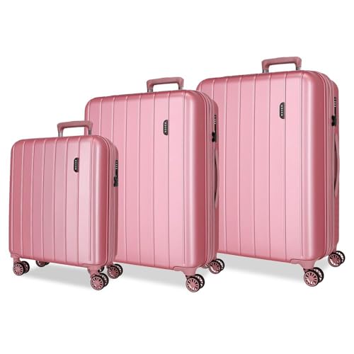 MOVOM Wood, mala de cabine, bagagem, interior com dois compartimentos, fabricado em ABS material resistente e leve, 4 rodas giratórias, fecho de combinação lateral, de Joumma Bags
