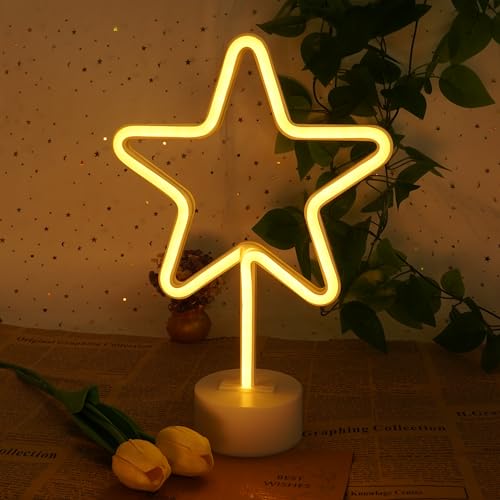 Aslanka Luz de néon de estrela, alimentada por bateria ou USB, luz noturna com tira decorativa LED, para discoteca, festa de aniversário, presente para crianças