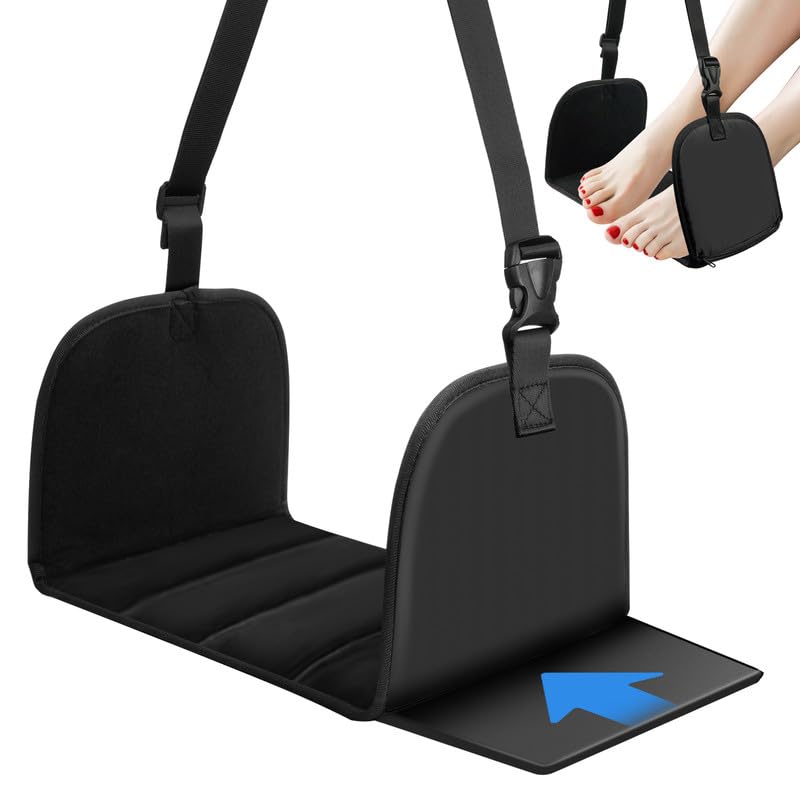 flintronic Apoio para os pés de avião, apoio para os pés portátil de viagem, apoio para os pés de viagem com espuma viscoelástico e painel de suporte removível, rede de pé Footrest para avião
