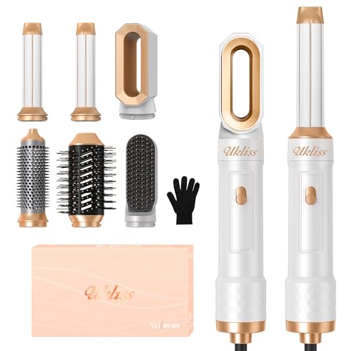 Escova Secador de cabelo Air Styler 6 em 1, UKLISS modelador de cabelo, encaracolado automático de ar, Hair Styler, 3 temperaturas, volume de dar, dobra, suavizar, secar o cabelo (branco)