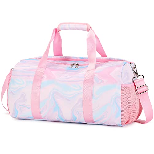 Saco de desporto leve mala de viagem curta mulher adolescentes meninas Weekender mala de dança mala viagem para meninas saco desportivo tote malas de ginástica, Mármore rosa, Talla única, Sacos para