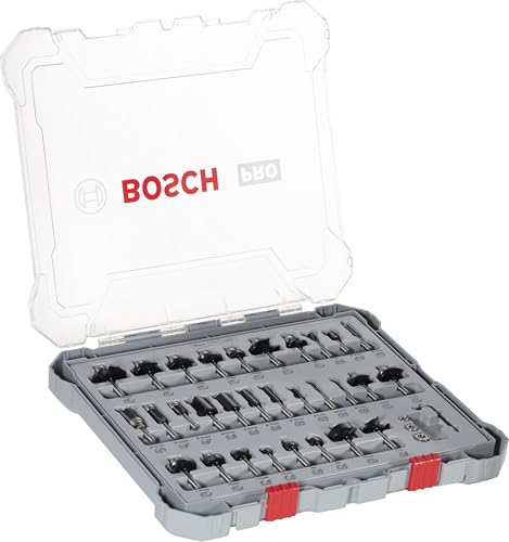 Bosch Conjunto profissional misto de brocas fresadoras de 30 peças (para madeira, haste de Ø 6 mm, acessórios fresadoras)