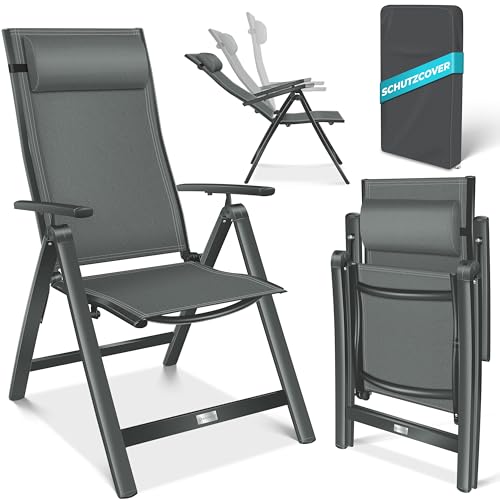 KESSER® Sedia da giardino com schienale alto, com braccioli, em allumínio, com cuscino, regolabile in 7 posizioni, resistente Alle Intemperie, pieghevole, 1 unidade, antracite