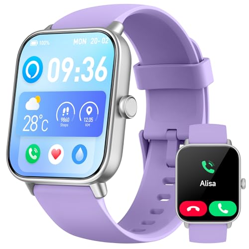 Relógio inteligente mulher com chamadas Bluetooth e voz de Alexa, 1,8" Smartwatch mulher homem com pulsómetro, SpO2, sonho, modo de exercício 100, relógio desportivo mulher IP68 para Android iOS