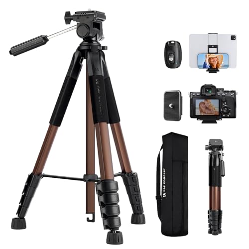 Tripé para telemóvel 190 cm K&F Concept S255A3 BV01 tripé leve portátil de tubo perfilado de 5 lados para DSLR, câmara SLR digital, telemóvel, etc., com clipe para telemóvel