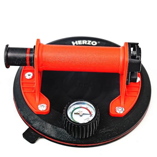 HERZO ventosas 8" com manómetro, elevador de vidro, capacidade de carga segura de 100 kg, aspirador para azulejos, vidro, laminado