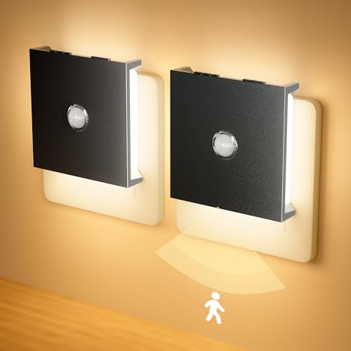 Feliigo Luz noturna com sensor de movimento, 2 peças luz noturna infantil tomada regulável com 3 modos, brilho ajustável, luz noturna para quarto de crianças, casa de banho, corredor, cozinha, escadas