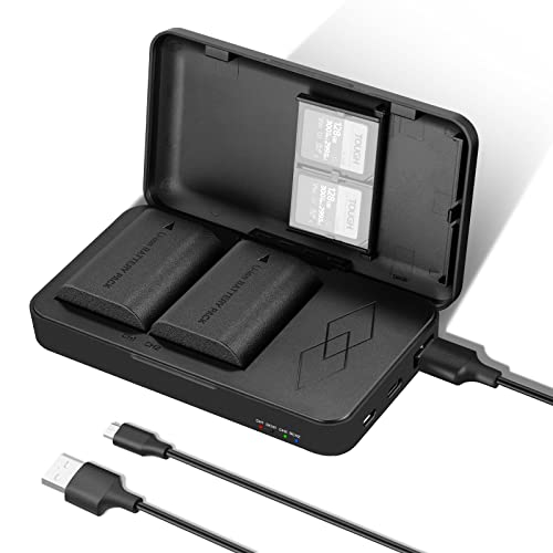 NEEWER 2 Pacotes de baterias de substituição LP E6 LP E6N e um conjunto de capa de carregamento duplo USB, compatível com Canon 5D Mark II III 5D Mark IV 5DS/5DS R 60D 6D Mark II 7D Mark II 7D Mark II