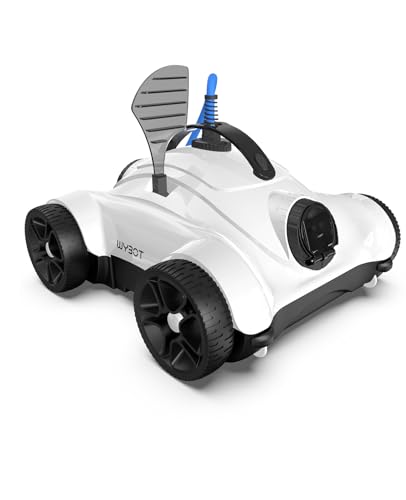 WYBOT Robot Limpador de fundos de piscina, cabo de 10 m, sucção potente, motores duplos, temporizador de 1, 2 ou 3 horas e ângulo de drenagem ajustável, aspirador para piscinas elevadas e enterradas