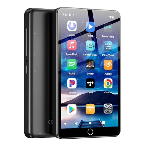 144 GB MP3 Players com Bluetooth WiFi, 2000 mAh MP4 Players com ecrã táctil de 4" e alto-falante, Android 13 OS MP3 Music Players com Spotify Kids, audible, Amazon Music, Play Store